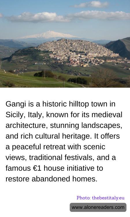 Gangi is a historic hilltop town in Sicily, Italy, known for its medieval architecture, stunning landscapes, and rich cultural heritage. It offers a peaceful retreat with scenic views, traditional festivals, and a famous €1 house initiative to restore abandoned homes.
