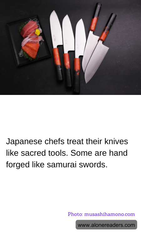 Japanese chefs treat their knives like sacred tools. Some are hand forged like samurai swords.