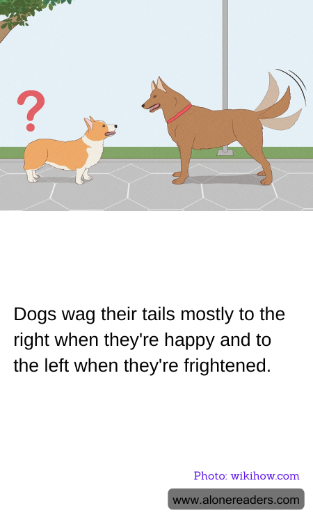 Dogs wag their tails mostly to the right when they're happy and to the left when they're frightened.