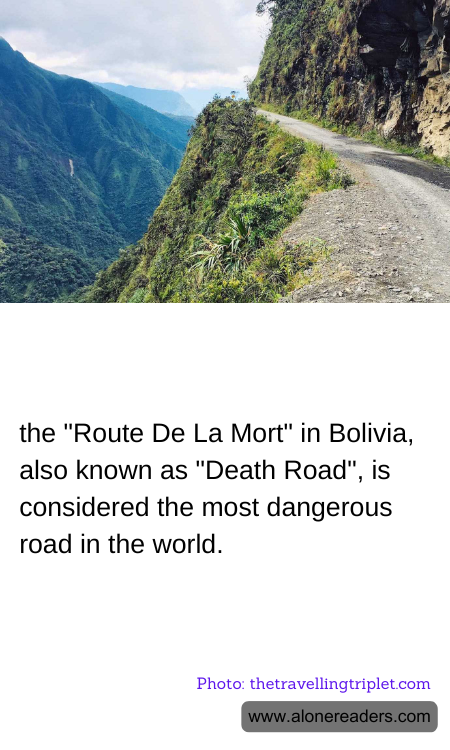 the "Route De La Mort" in Bolivia, also known as "Death Road", is considered the most dangerous road in the world.