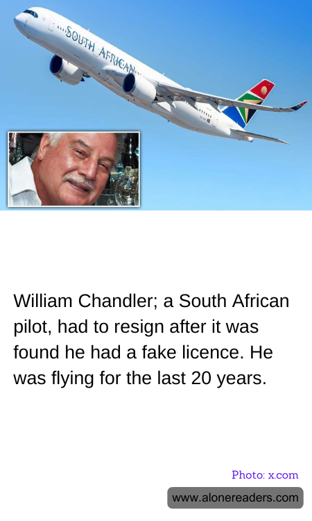 William Chandler; a South African pilot, had to resign after it was found he had a fake licence. He was flying for the last 20 years.