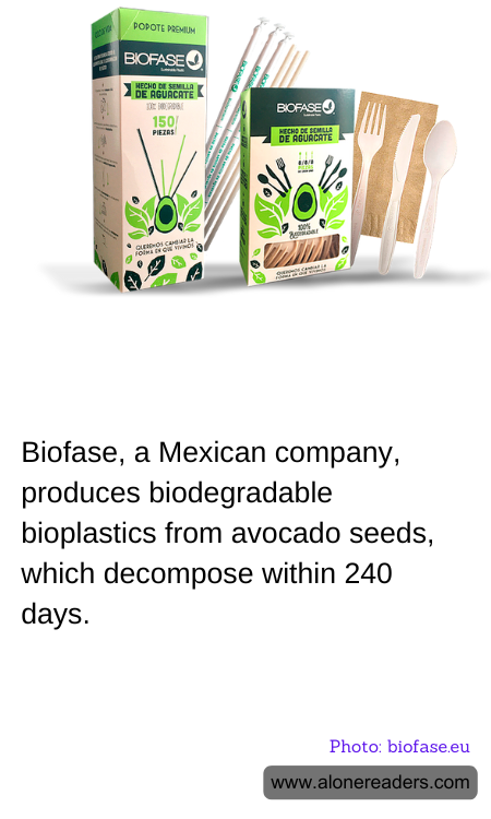 Biofase, a Mexican company, produces biodegradable bioplastics from avocado seeds, which decompose within 240 days.
