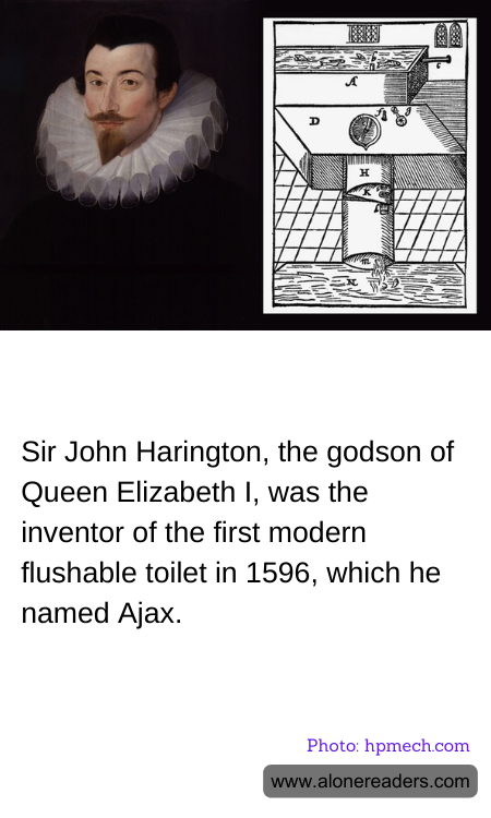 Sir John Harington, the godson of Queen Elizabeth I, was the inventor of the first modern flushable toilet in 1596, which he named Ajax.