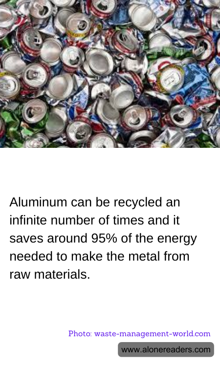 Aluminum can be recycled an infinite number of times and it saves around 95% of the energy needed to make the metal from raw materials.