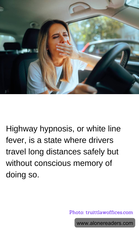 Highway hypnosis, or white line fever, is a state where drivers travel long distances safely but without conscious memory of doing so.