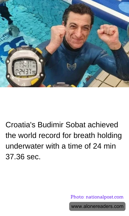 Croatia's Budimir Sobat achieved the world record for breath holding underwater with a time of 24 min 37.36 sec.