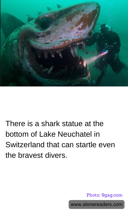 There is a shark statue at the bottom of Lake Neuchatel in Switzerland that can startle even the bravest divers.