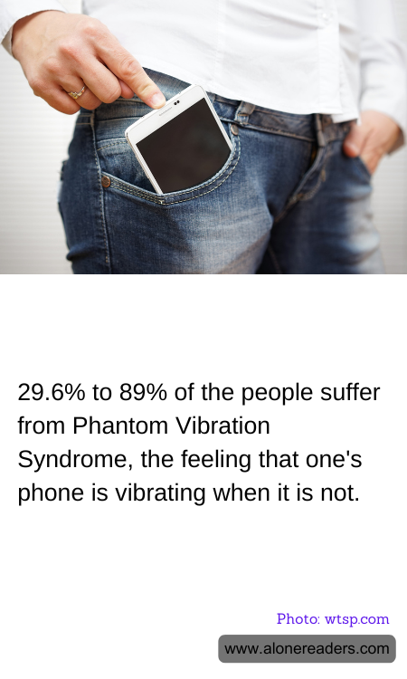 29.6% to 89% of the people suffer from Phantom Vibration Syndrome, the feeling that one's phone is vibrating when it is not.
