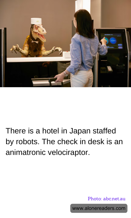 There is a hotel in Japan staffed by robots. The check in desk is an animatronic velociraptor.