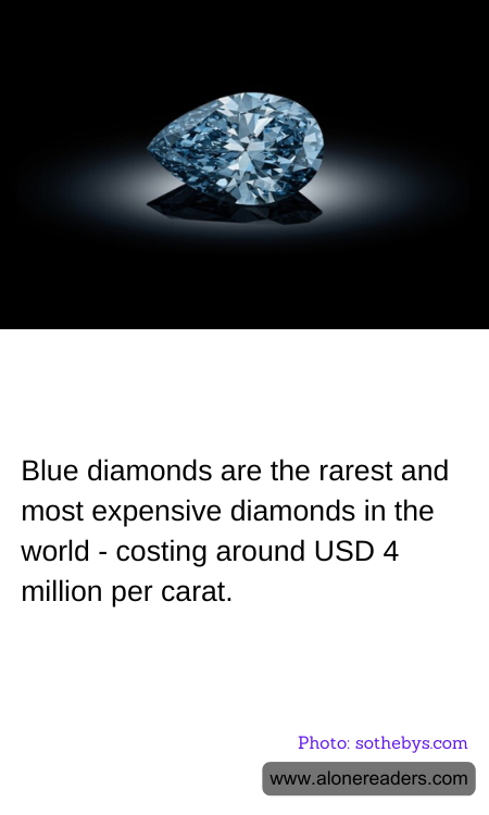 Blue diamonds are the rarest and most expensive diamonds in the world - costing around USD 4 million per carat.