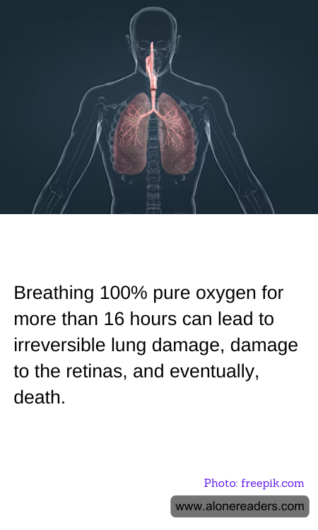 Breathing 100% pure oxygen for more than 16 hours can lead to irreversible lung damage, damage to the retinas, and eventually, death.