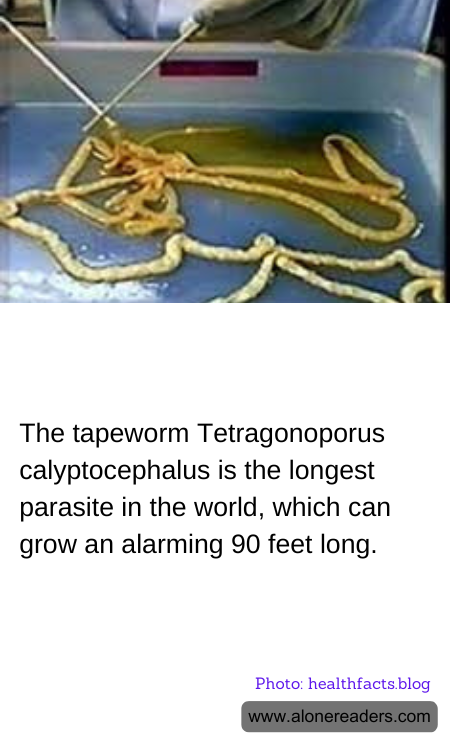 The tapeworm Tetragonoporus calyptocephalus is the longest parasite in the world, which can grow an alarming 90 feet long.