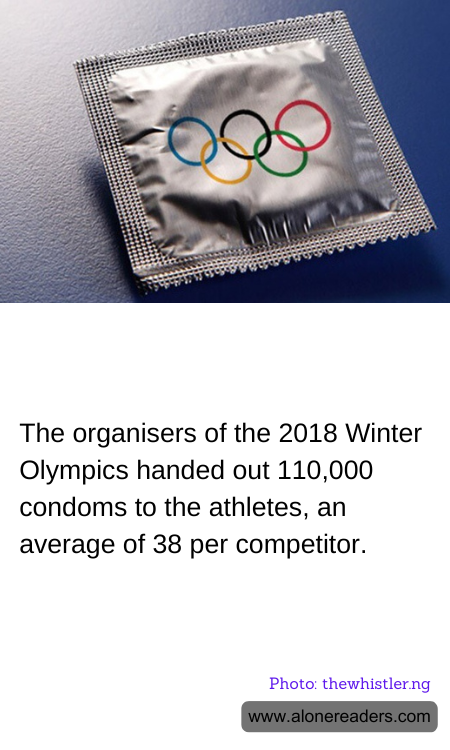 The organisers of the 2018 Winter Olympics handed out 110,000 condoms to the athletes, an average of 38 per competitor.