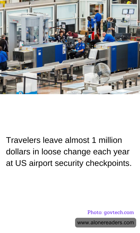 Travelers leave almost 1 million dollars in loose change each year at US airport security checkpoints.
