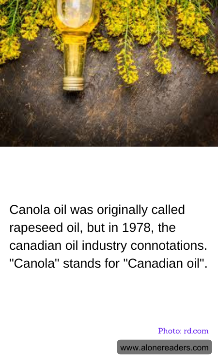 Canola oil was originally called rapeseed oil, but in 1978, the canadian oil industry connotations. "Canola" stands for "Canadian oil".