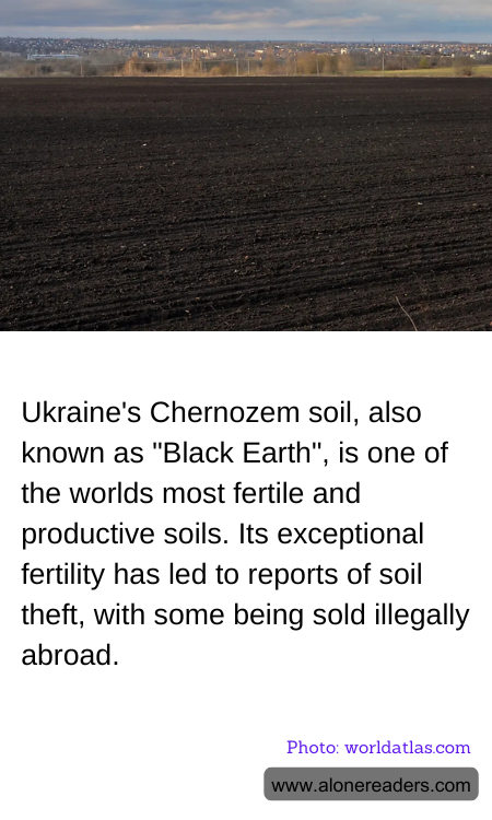 Ukraine's Chernozem soil, also known as "Black Earth", is one of the worlds most fertile and productive soils. Its exceptional fertility has led to reports of soil theft, with some being sold illegally abroad.