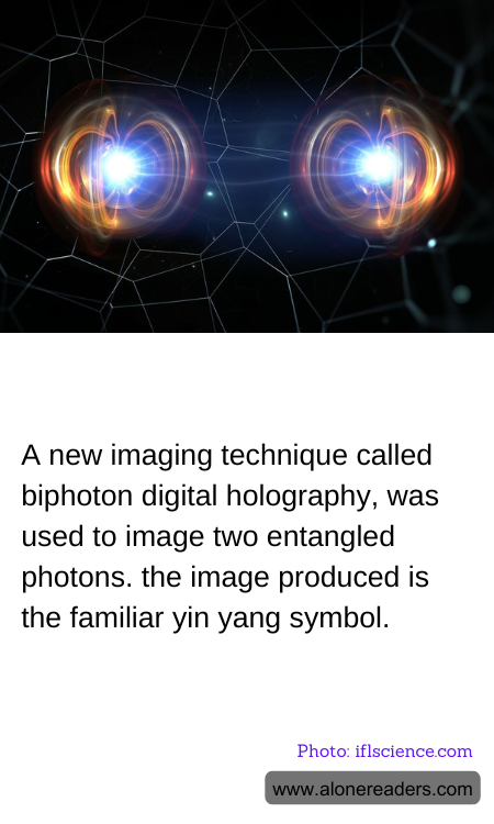 A new imaging technique called biphoton digital holography, was used to image two entangled photons. the image produced is the familiar yin yang symbol.