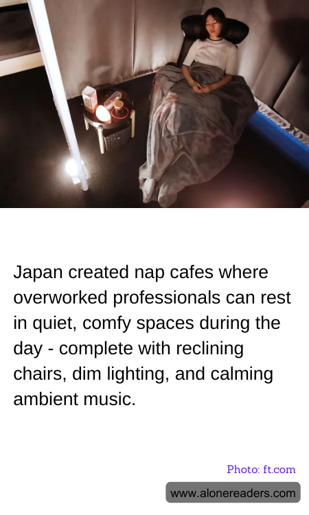 Japan created nap cafes where overworked professionals can rest in quiet, comfy spaces during the day - complete with reclining chairs, dim lighting, and calming ambient music.