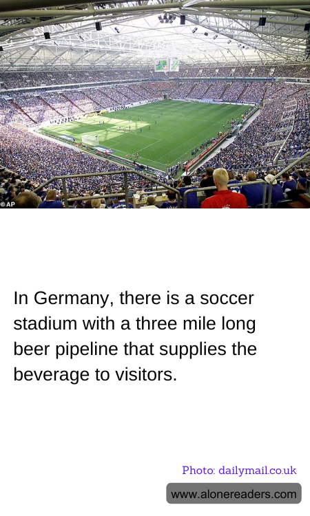 In Germany, there is a soccer stadium with a three mile long beer pipeline that supplies the beverage to visitors.