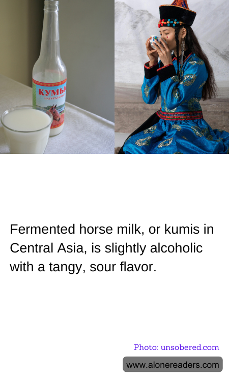 Fermented horse milk, or kumis in Central Asia, is slightly alcoholic with a tangy, sour flavor.