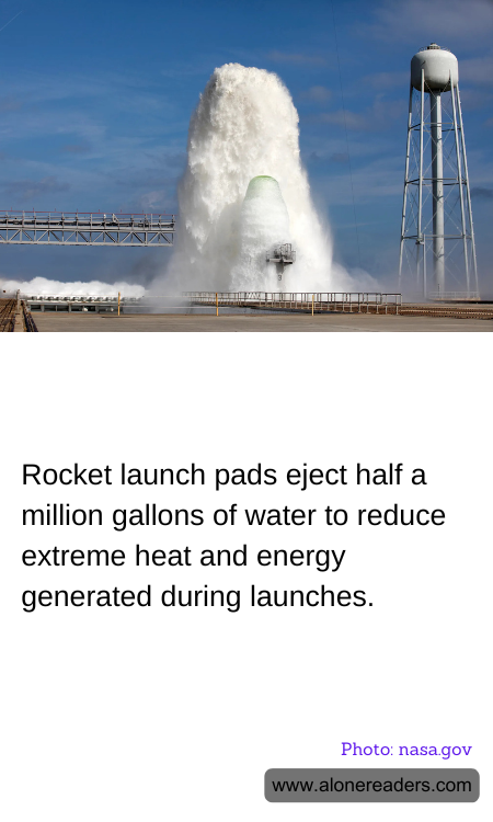 Rocket launch pads eject half a million gallons of water to reduce extreme heat and energy generated during launches.