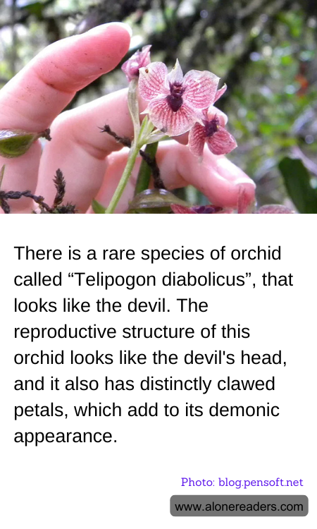 There is a rare species of orchid called “Telipogon diabolicus”, that looks like the devil. The reproductive structure of this orchid looks like the devil's head, and it also has distinctly clawed petals, which add to its demonic appearance.