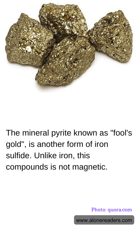 The mineral pyrite known as "fool's gold", is another form of iron sulfide. Unlike iron, this compounds is not magnetic.
