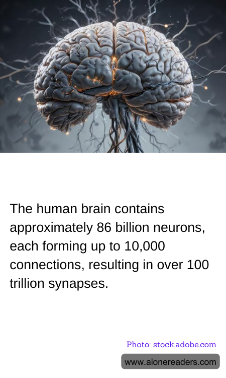 The human brain contains approximately 86 billion neurons, each forming up to 10,000 connections, resulting in over 100 trillion synapses.