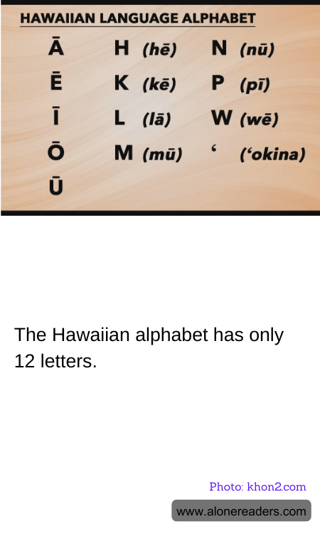 The Hawaiian alphabet has only 12 letters.