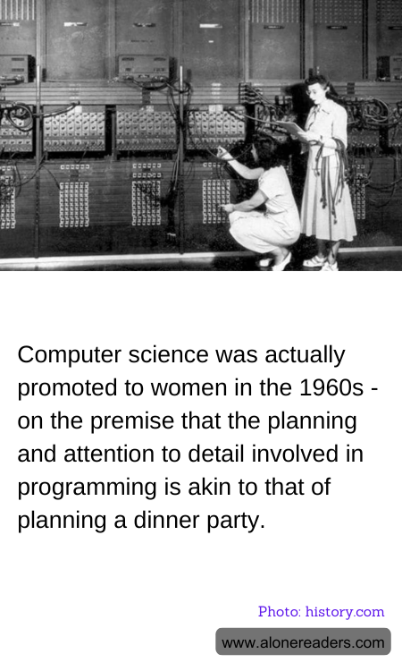Computer science was actually promoted to women in the 1960s - on the premise that the planning and attention to detail involved in programming is akin to that of planning a dinner party.