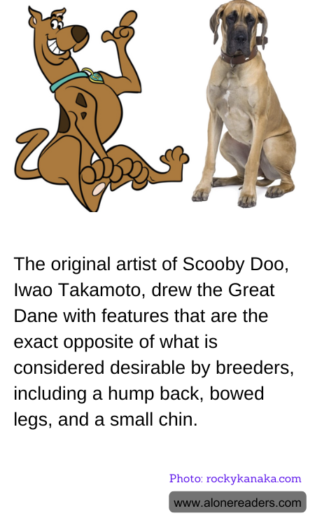 The original artist of Scooby Doo, Iwao Takamoto, drew the Great Dane with features that are the exact opposite of what is considered desirable by breeders, including a hump back, bowed legs, and a small chin.