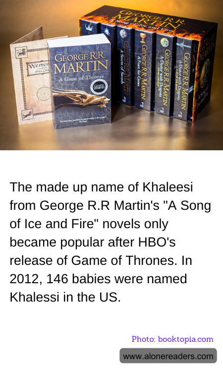 The made up name of Khaleesi from George R.R Martin's "A Song of Ice and Fire" novels only became popular after HBO's release of Game of Thrones. In 2012, 146 babies were named Khalessi in the US.