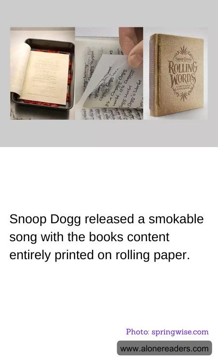 Snoop Dogg released a smokable song with the books content entirely printed on rolling paper.