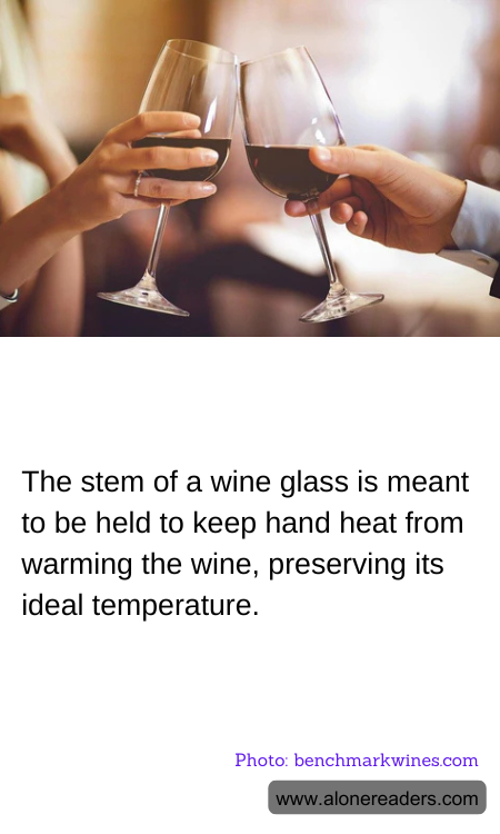 The stem of a wine glass is meant to be held to keep hand heat from warming the wine, preserving its ideal temperature.
