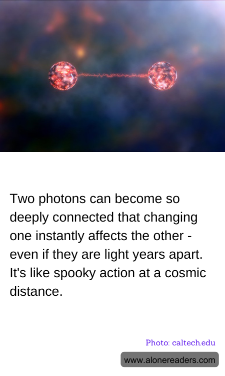 Two photons can become so deeply connected that changing one instantly affects the other - even if they are light years apart. It's like spooky action at a cosmic distance.
