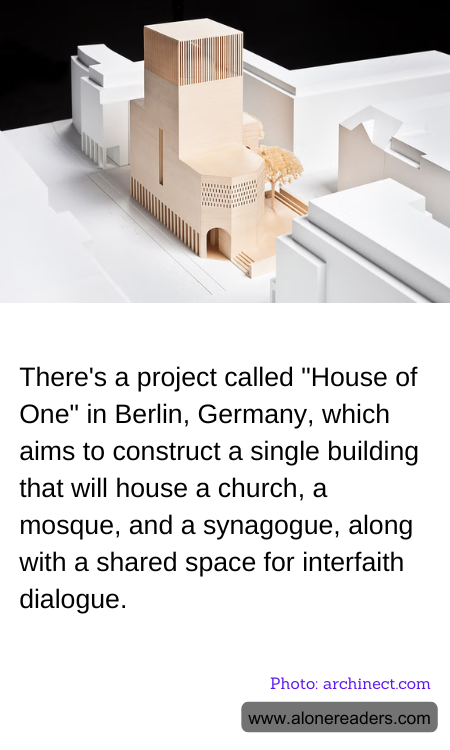 There's a project called "House of One" in Berlin, Germany, which aims to construct a single building that will house a church, a mosque, and a synagogue, along with a shared space for interfaith dialogue.