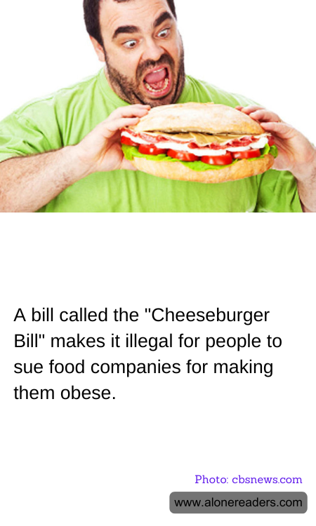 A bill called the "Cheeseburger Bill" makes it illegal for people to sue food companies for making them obese.