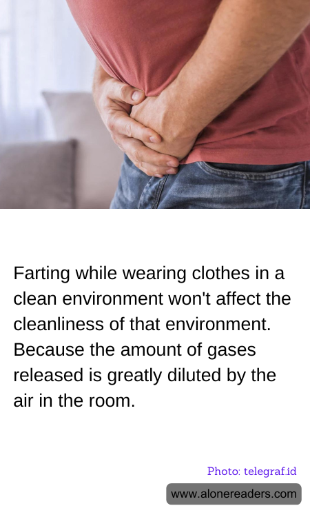 Farting while wearing clothes in a clean environment won't affect the cleanliness of that environment. Because the amount of gases released is greatly diluted by the air in the room.