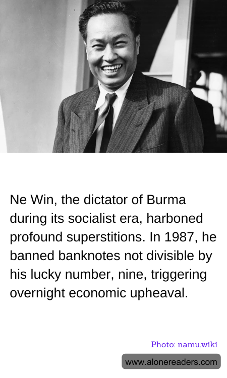Ne Win, the dictator of Burma during its socialist era, harboned profound superstitions. In 1987, he banned banknotes not divisible by his lucky number, nine, triggering overnight economic upheaval.