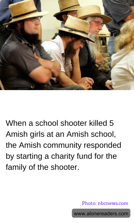 When a school shooter killed 5 Amish girls at an Amish school, the Amish community responded by starting a charity fund for the family of the shooter.