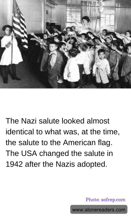 The Nazi salute looked almost identical to what was, at the time, the salute to the American flag. The USA changed the salute in 1942 after the Nazis adopted.