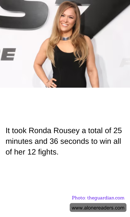 It took Ronda Rousey a total of 25 minutes and 36 seconds to win all of her 12 fights.