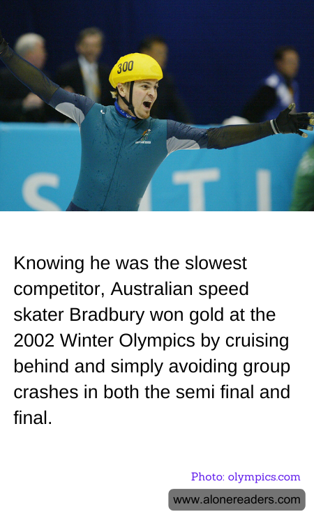 Knowing he was the slowest competitor, Australian speed skater Bradbury won gold at the 2002 Winter Olympics by cruising behind and simply avoiding group crashes in both the semi final and final.