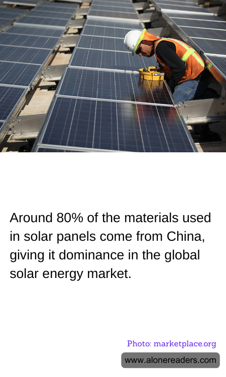 Around 80% of the materials used in solar panels come from China, giving it dominance in the global solar energy market.