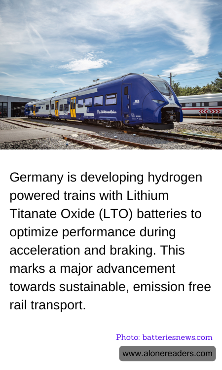 Germany is developing hydrogen powered trains with Lithium Titanate Oxide (LTO) batteries to optimize performance during acceleration and braking. This marks a major advancement towards sustainable, emission free rail transport.