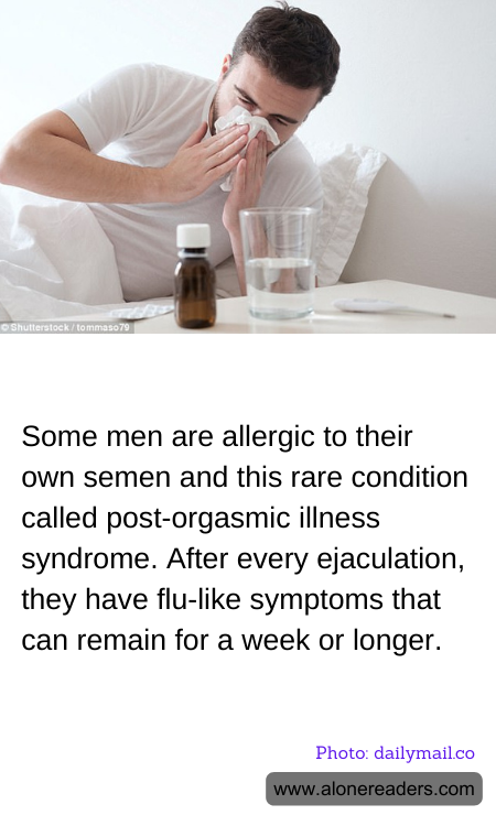 Some men are allergic to their own semen and this rare condition called post-orgasmic illness syndrome. After every ejaculation, they have flu-like symptoms that can remain for a week or longer.
