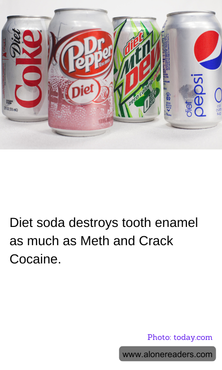 Diet soda destroys tooth enamel as much as Meth and Crack Cocaine.