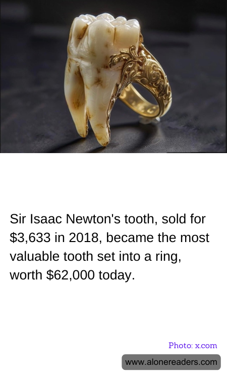 Sir Isaac Newton's tooth, sold for $3,633 in 2018, became the most valuable tooth set into a ring, worth $62,000 today.