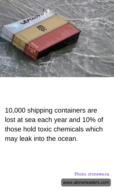 10,000 shipping containers are lost at sea each year and 10% of those hold toxic chemicals which may leak into the ocean.
