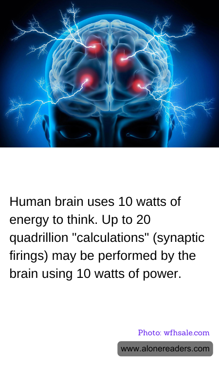 Human brain uses 10 watts of energy to think. Up to 20 quadrillion "calculations" (synaptic firings) may be performed by the brain using 10 watts of power.